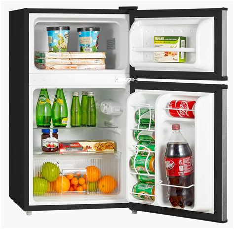 Midea WHD-113FSS1 Double Door Mini Fridge with Freezer for Bedroom ...