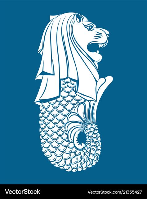 Merlion statue on blue Royalty Free Vector Image