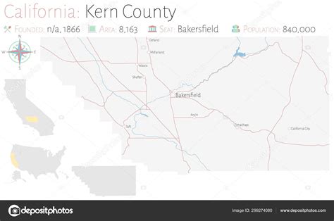 Large Detailed Map Kern County California Usa Stock Vector Image by ...