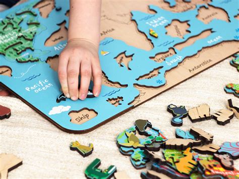 World map puzzle for kids Wooden puzzle Montessori learning | Etsy