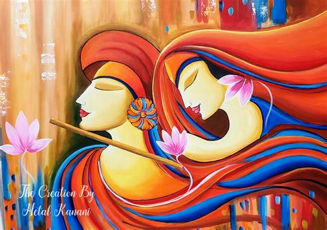 Modern Art Paintings Of Lord Krishna And Radha