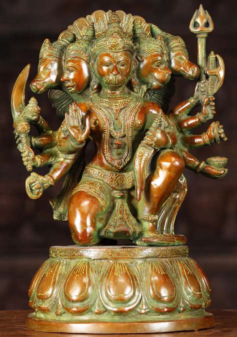 Brass Panchamukthi, Hanuman Statue 5 Heads 13" (#61bs40z): Hindu Gods ...