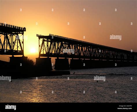 Old Bridge at sunset, Bahia Honda Key, Florida, America Stock Photo - Alamy