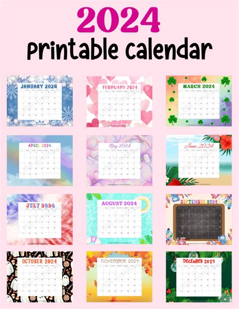 2024 Monthly Calendar Printable Cute - Marji Shannah