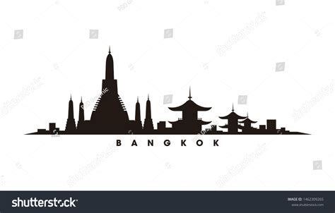 Bangkok Skyline Landmarks Silhouette Vector Stock Vector (Royalty Free ...