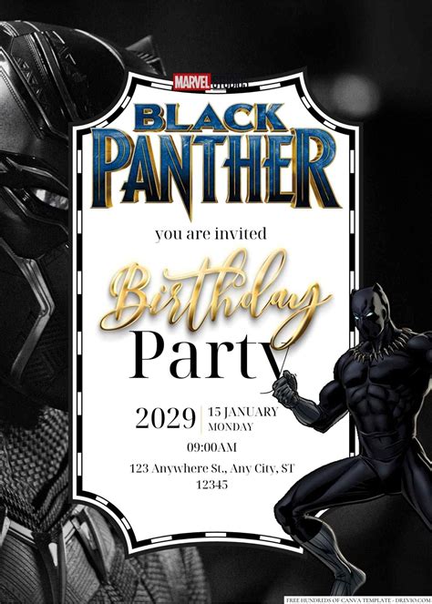 16+ Black Panther Canva Birthday Invitation Templates | Birthday ...