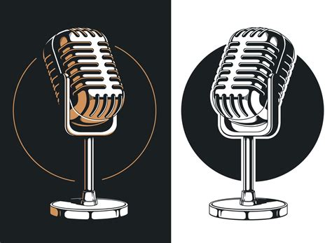 Silhouette Podcasting Microphone Recording Isolated Logo Illustration ...