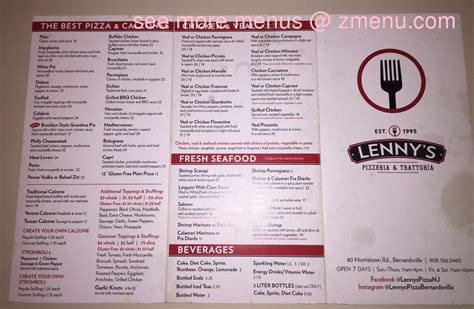 Online Menu of Lennys Pizza & Trattoria Restaurant, Bernardsville, New ...