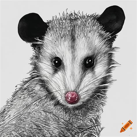 Ink drawing of a possum