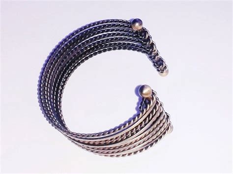 Bronze Metal Multi-Cuff Twisted Cable Bracelet