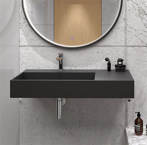 36" Left Basin Rectangular Wall Mounted Bathroom Sink | Modern bathroom ...