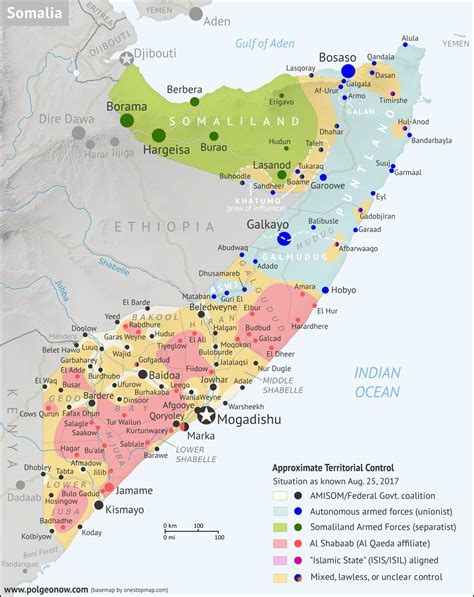 Somalia territorial control map made for PolGeoNow [OC] [OS] [1,232 × ...