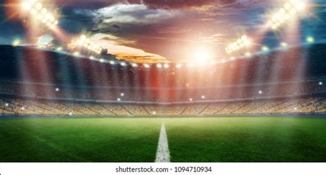 Stadium Lights Flashes Football Field Concept Stock Photo 1094710934 ...