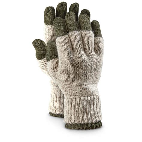 Military-style Double Wool Gloves - 643234, Military Gloves & Mittens ...