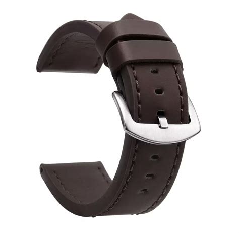 BLACK BUCKLE HIGH QUALITY LEATHER WATCH STRAP BAND BLACK BROWN TAN GREY ...