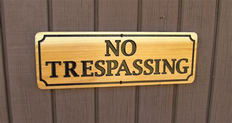 No Trespassing Carved Cedar Wood Sign - Custom Signs