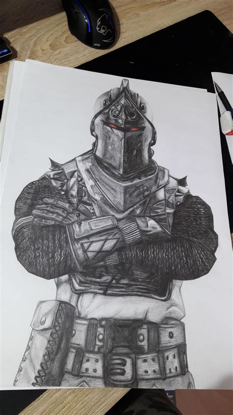 Black Knight Fortnite Drawing 30 x 40 cm Art Drawings, Middle Ages