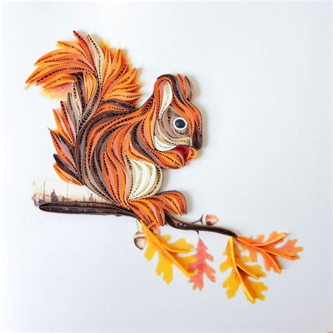 Squirrel Quilling Card, Handmade Squirrel Greeting Card, Animal ...