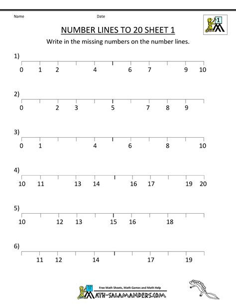 Open Number Lines Printable