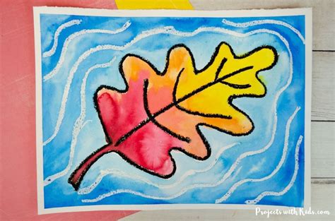 How to Make a Watercolor Resist Fall Leaf Painting for Kids - Projects ...