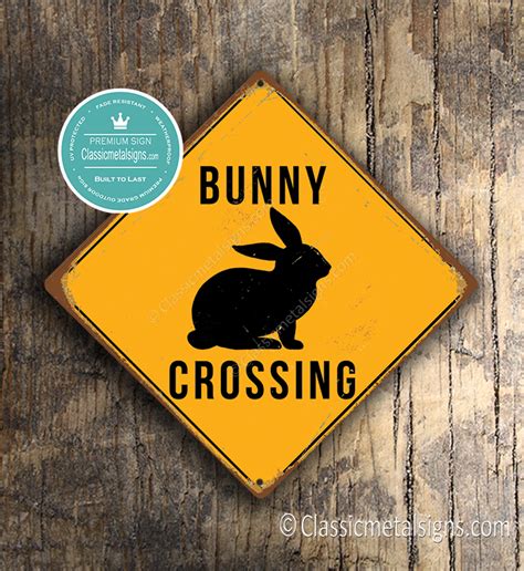 Rabbit Crossing Sign - Classic Metal Signs