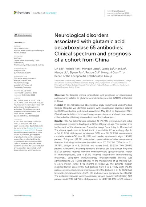 (PDF) Neurological disorders associated with glutamic acid ...