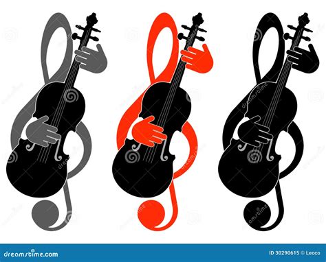 Treble clef and violin stock illustration. Illustration of musical ...