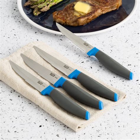 Tasty 4 Piece Stainless Steel Steak Knife Set, Serrated Edge, Royal ...