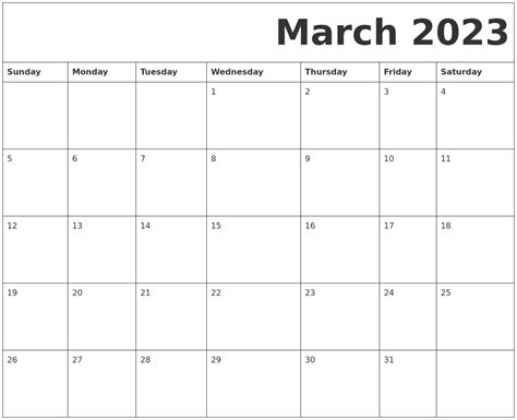 March 2023 Free Printable Calendar