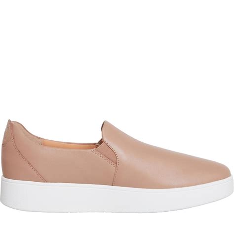 Buy FitFlop Womens Rally Leather Slip-On Skate Trainers Beige