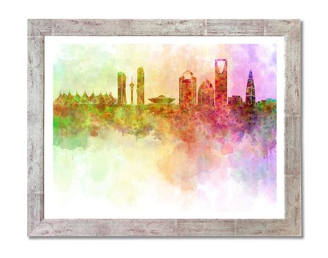 Riyadh Skyline in Watercolour Background SKU 0100 - Etsy