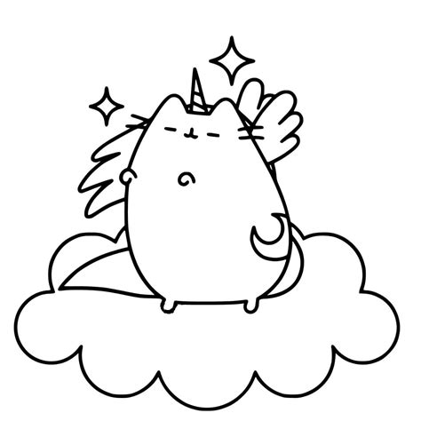 Kawaii Unicornio Pintar Gato Pusheen Dibujo Para Colorear Imagen Para ...