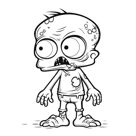 Cartoon Zombie Drawing Color Pages For Adults Outline Sketch Vector ...