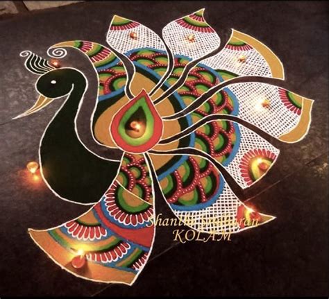 12 Peacock Rangoli Design Ideas To Make Diwali 2020 Colorful & Beautiful