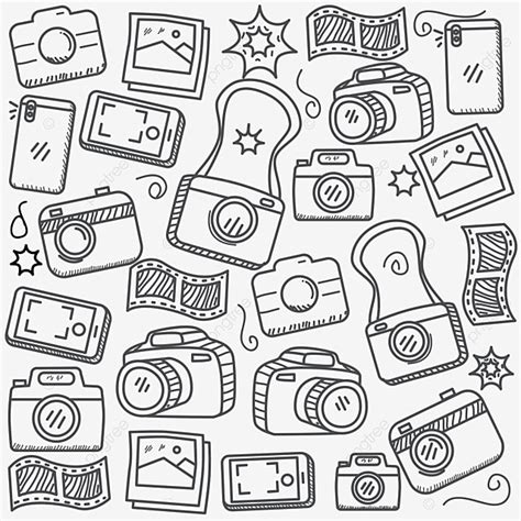 Set Of Camera And Photography Vector Illustration With Hand Drawn Style ...