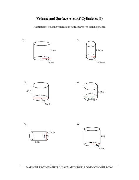 Volume Of Cylinder Missing Length Worksheet