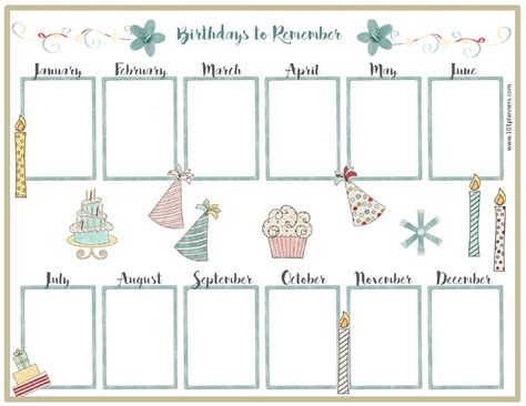 Free Birthday Calendar