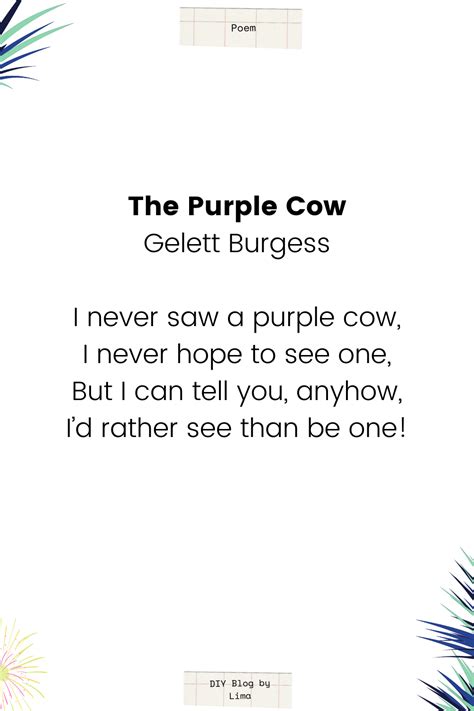 The Purple Cow Kids Short Poem