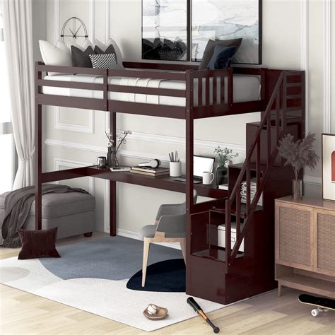 Buy Harper & Bright Designs Twin Size Loft Bed with Stairs and Desk ...