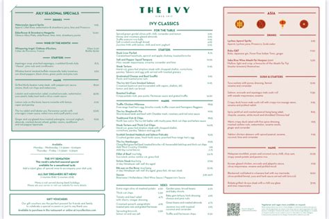 The Ivy Birmingham Birmingham's full menu online