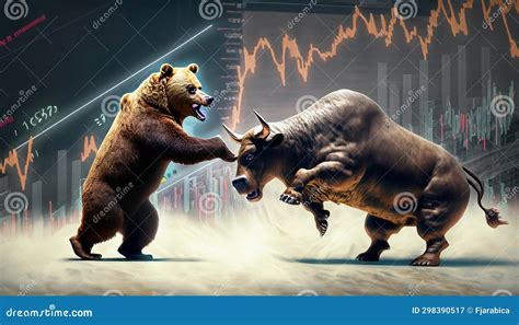 Illustration of a Fight between a Bull and a Bear Stock Illustration ...