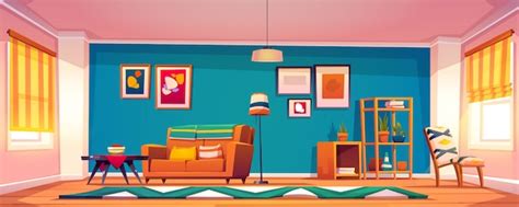 Free Vector | Vector interior of living room in boho style