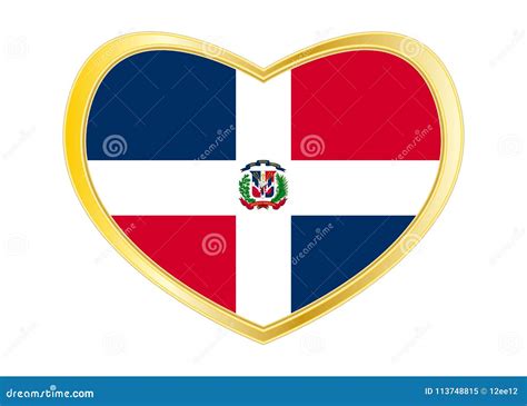 Dominican Republic Flag in Heart Shape, Golden Stock Vector ...