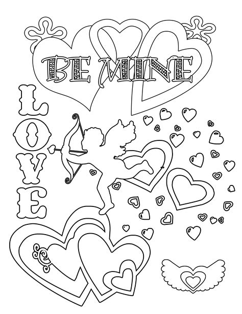 coloring pages for valentines cards coloring home - free printable ...