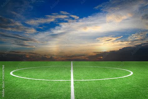 Soccer football field stadium grass line ball background Stock Photo ...