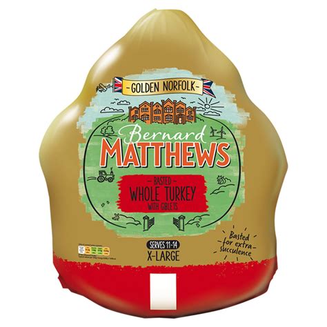 Bernard Matthews Golden Norfolk Basted Whole Turkey with Giblets X ...