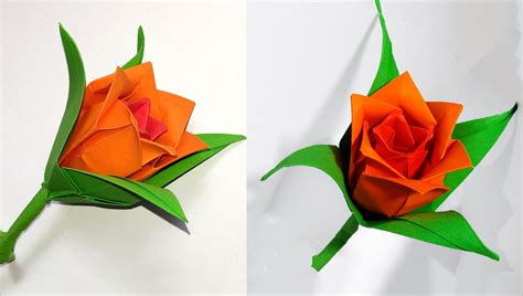 DIY paper rose in origami style. Easy paper rose. | Origami flowers ...