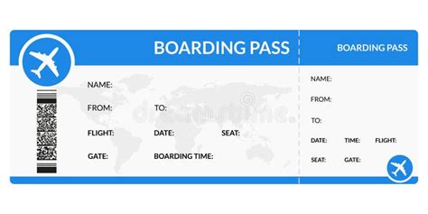 Airline or Plane Ticket Template. Boarding Pass Blank and Airplane ...