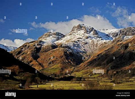 The Langdale Pikes in Winter. Great Langdale. Lake District National ...