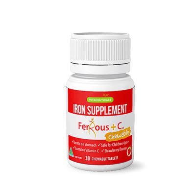 Ferrous +C Iron Supplement Chewable Tablets - Vitaceuticals